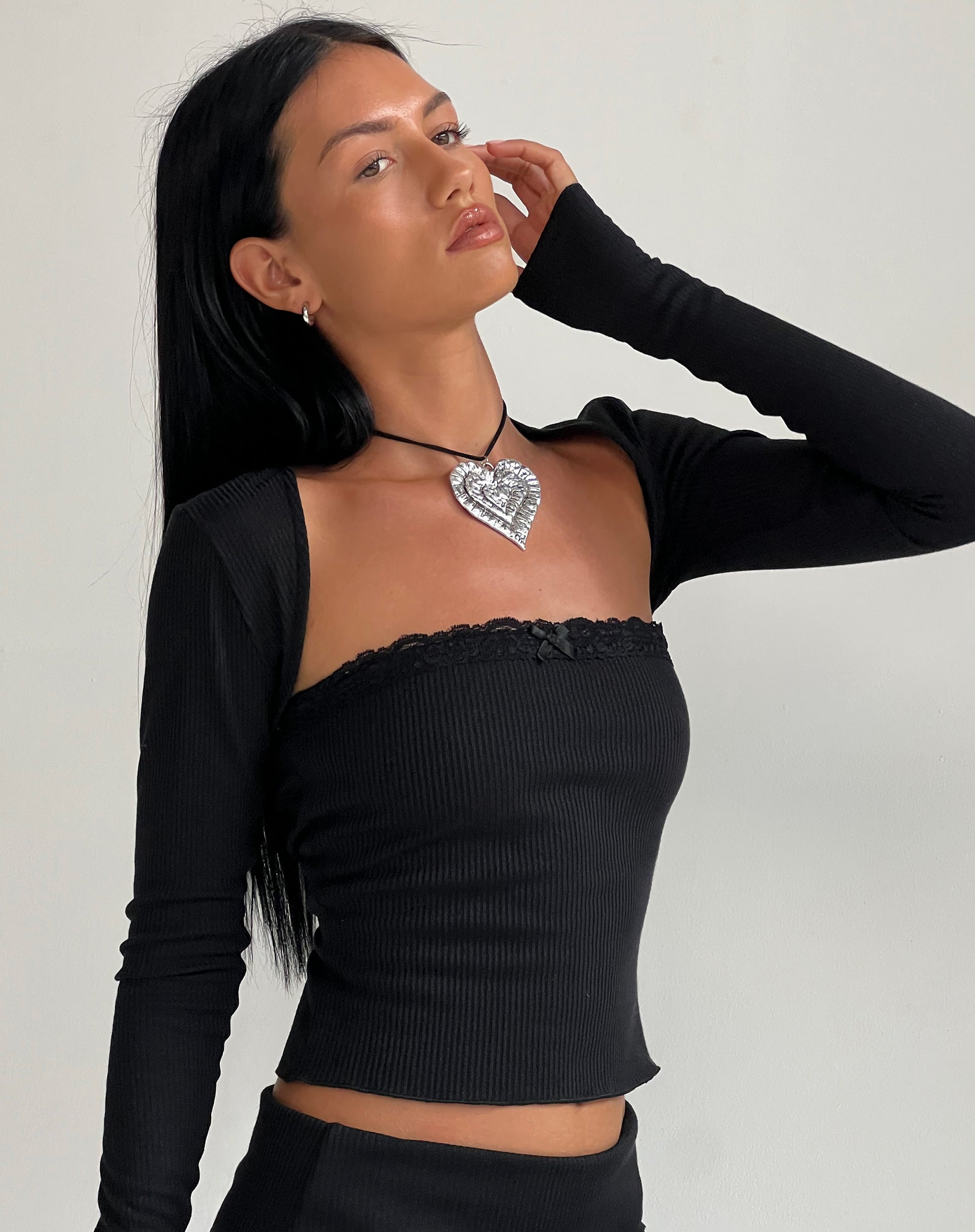 Afbeelding van Ernie Bandeau Rib Top in Zwart