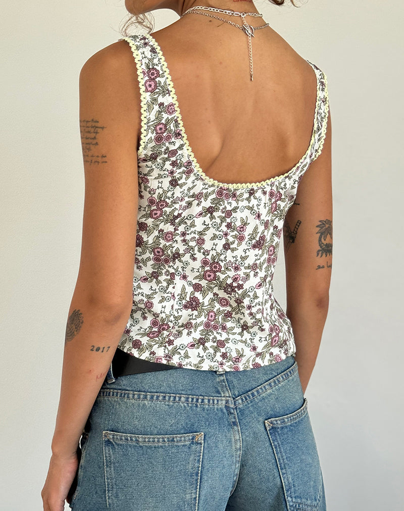 Afbeelding van Esau Tie Front Top in Vintage Bloom Ivoor