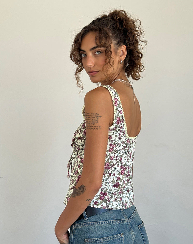 Afbeelding van Esau Tie Front Top in Vintage Bloom Ivoor