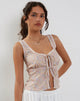 Afbeelding van Esau Tie Front Top in 70s Prairie Girl Floral