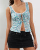 Afbeelding van Esau Cami Top met Bandje Voorkant in Flower Power Blauw
