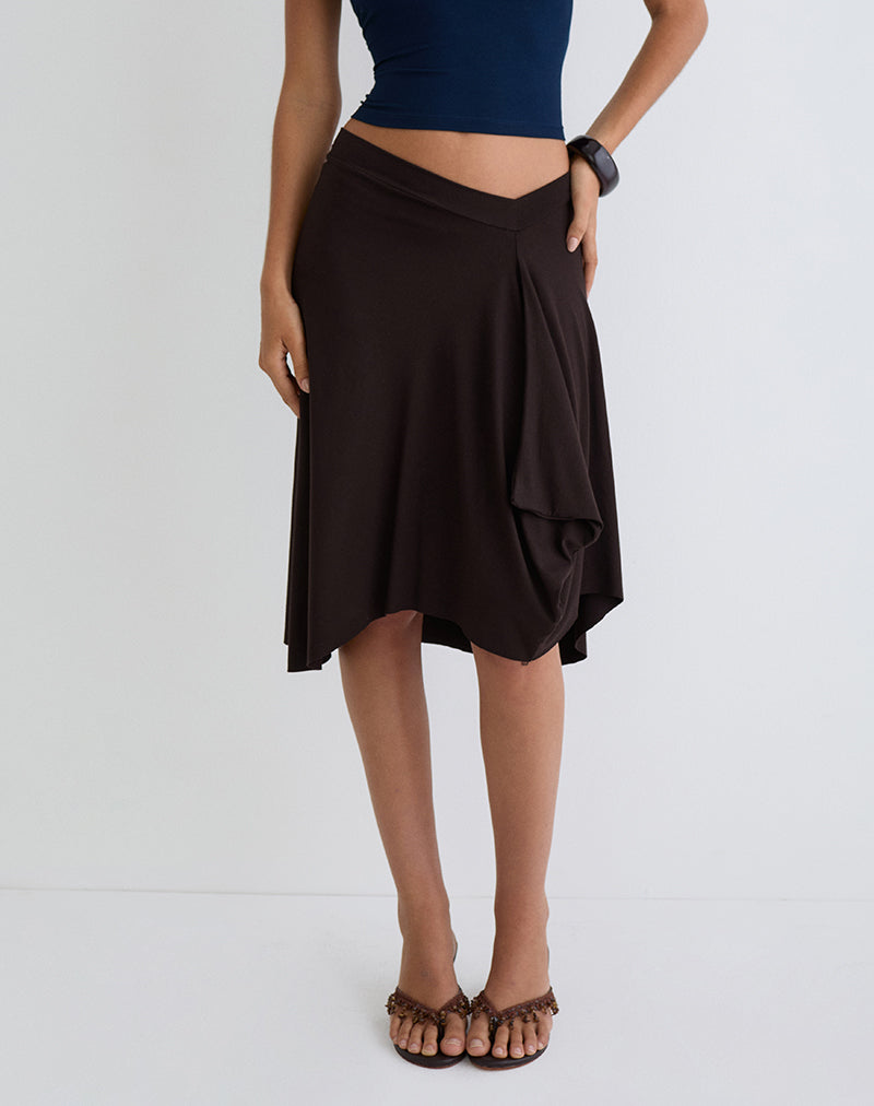 Esmeray Midi rok in Chocoladebruin