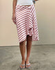Afbeelding van Esmeray Midi rok in diagonaal streep roze
