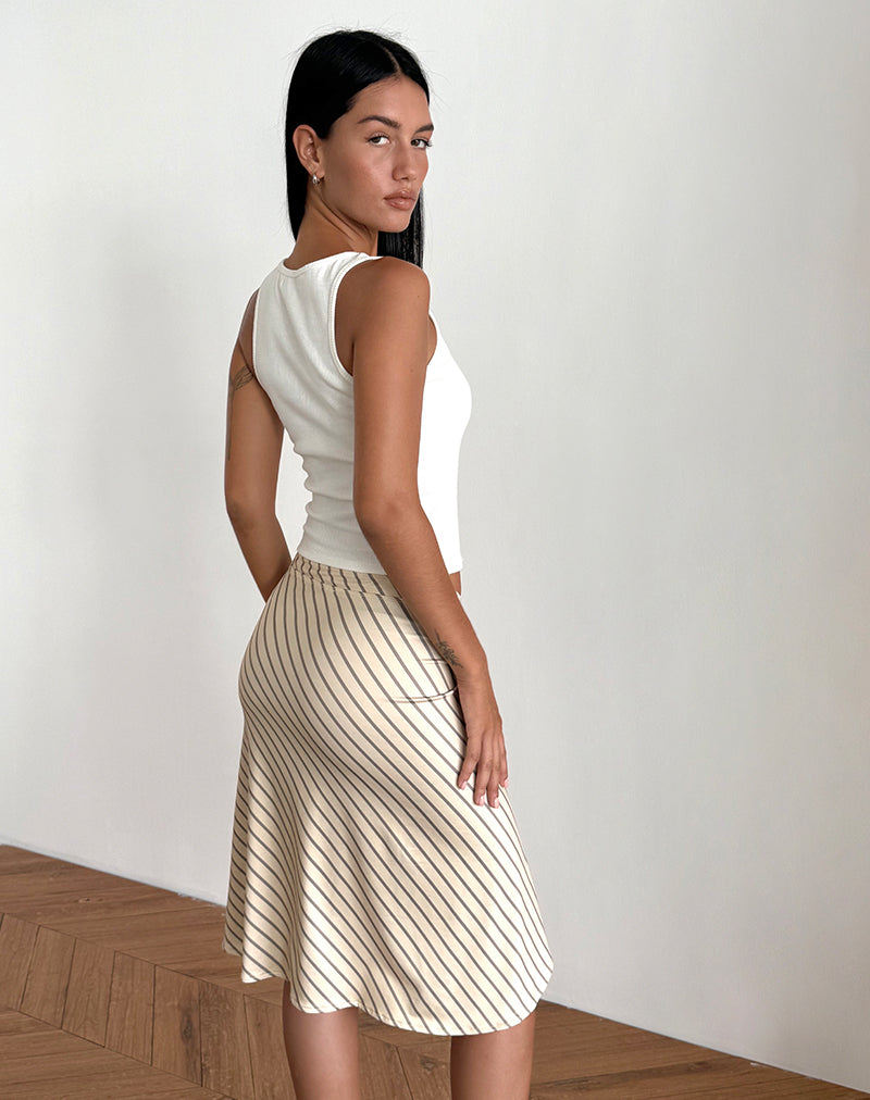 Afbeelding van Esmeray Midi rok in gele diagonaal streep