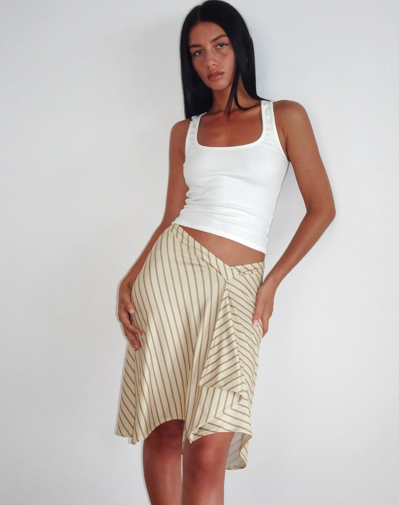 Esmeray Midi rok in gele diagonaal streep