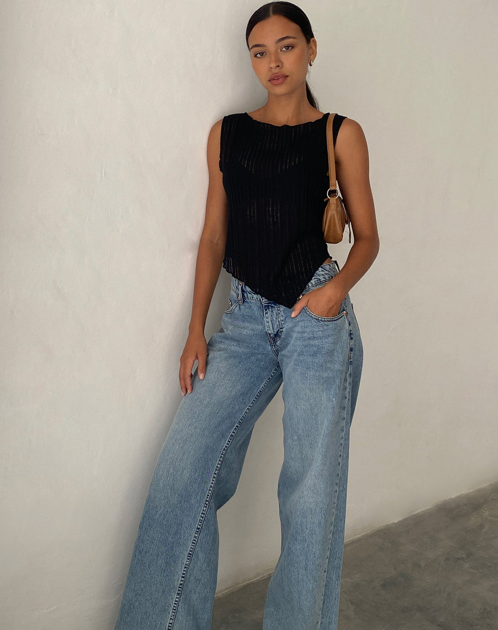 Etta Gebreide Vest Top in Zwart