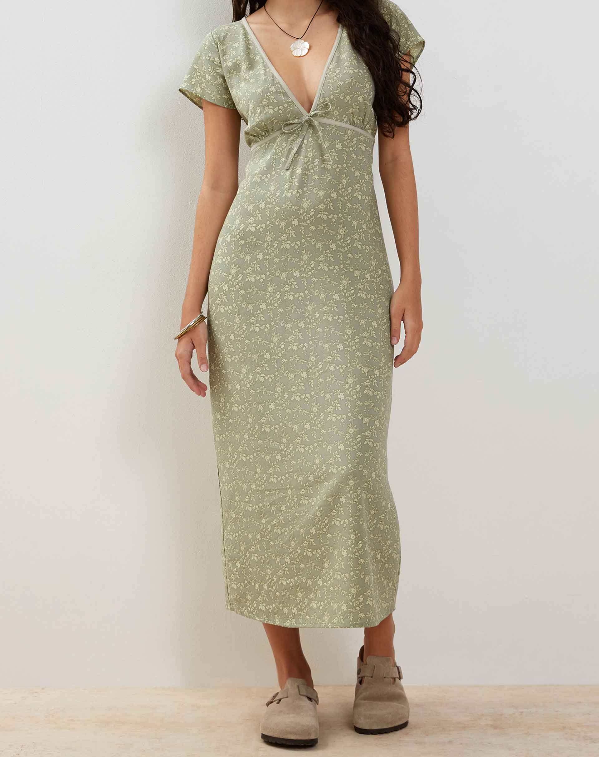 Afbeelding van Eviaso Midi Dress in Ditsy Mix Floral Groen