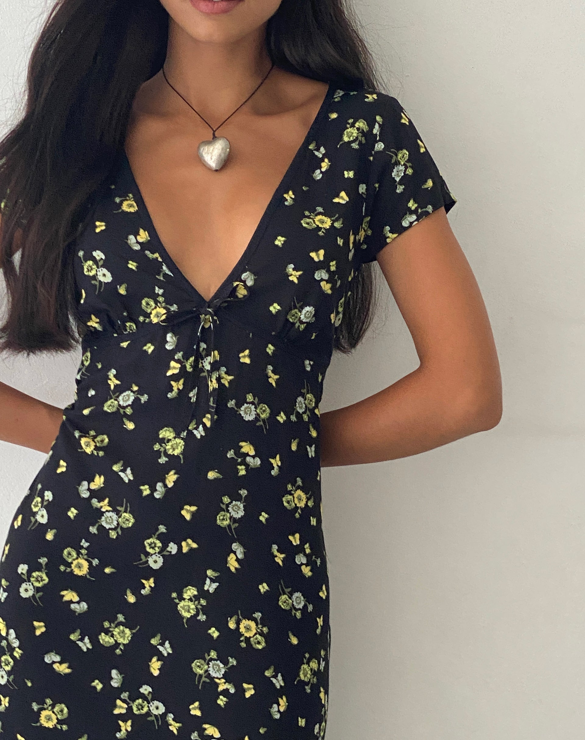 Afbeelding van Eviaso Midi Dress in Lemon and Lime Black