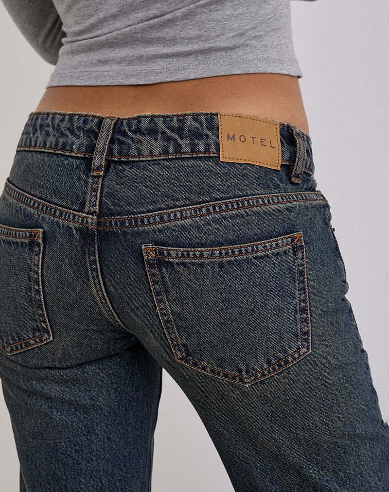 Afbeelding van Extra Low Rise Flare Jeans in Dirty Green