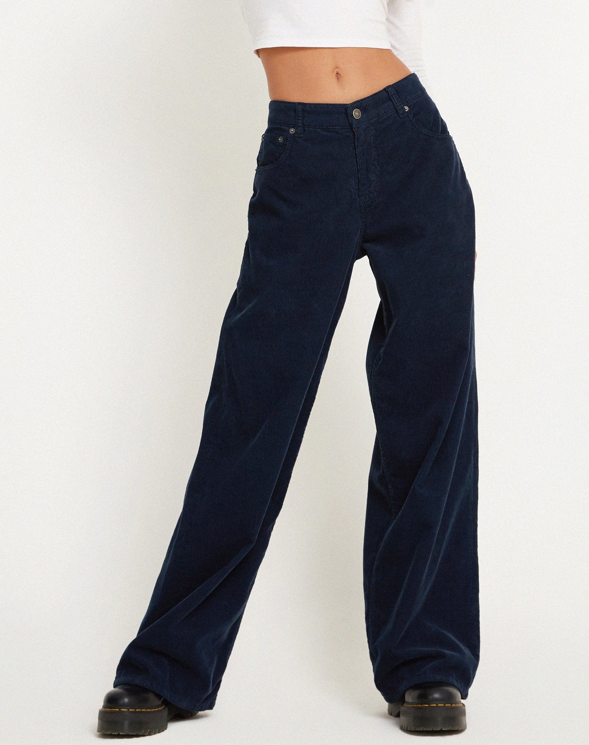 Afbeelding van Roomy Extra Wide Jeans in Koord Navy
