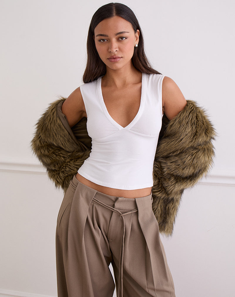 Afbeelding van Emberly Plunge Top in Wit