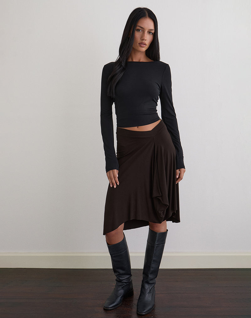Esmeray Midi rok in Chocoladebruin