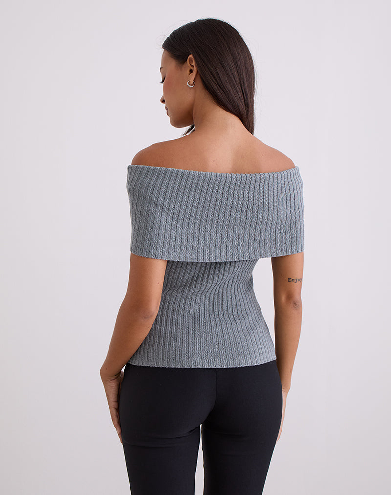Afbeelding van Fahari Foldover Top in ribtricot Grijs