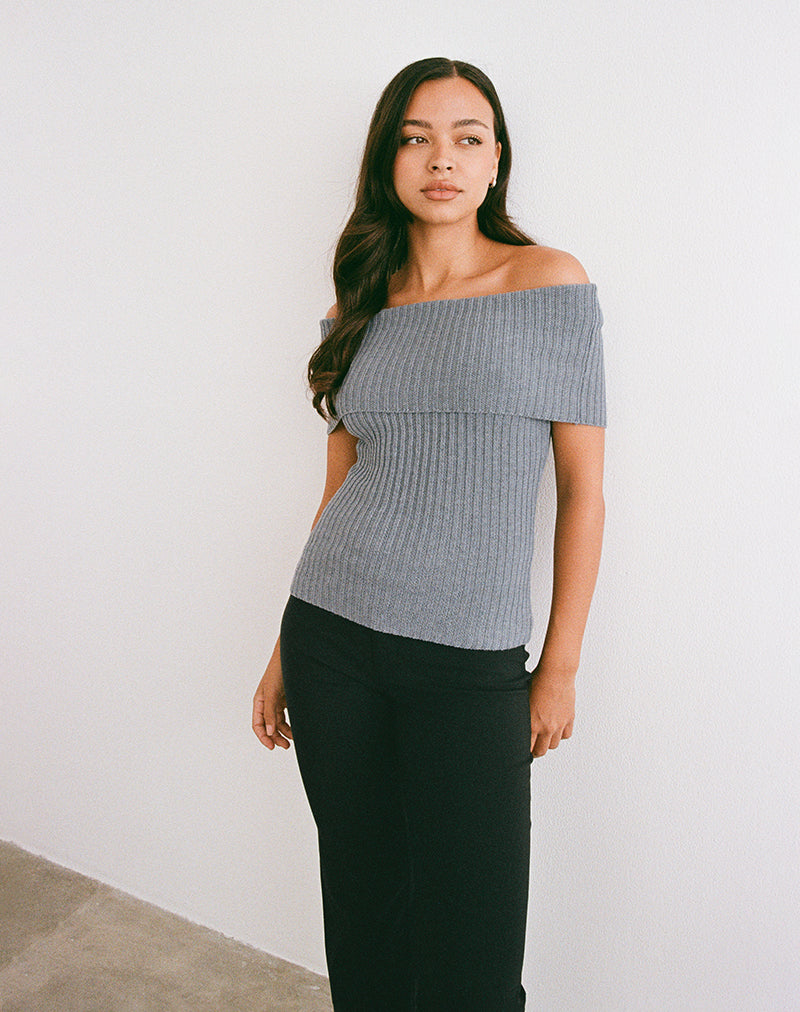 Afbeelding van Fahari Foldover Top in ribtricot Grijs
