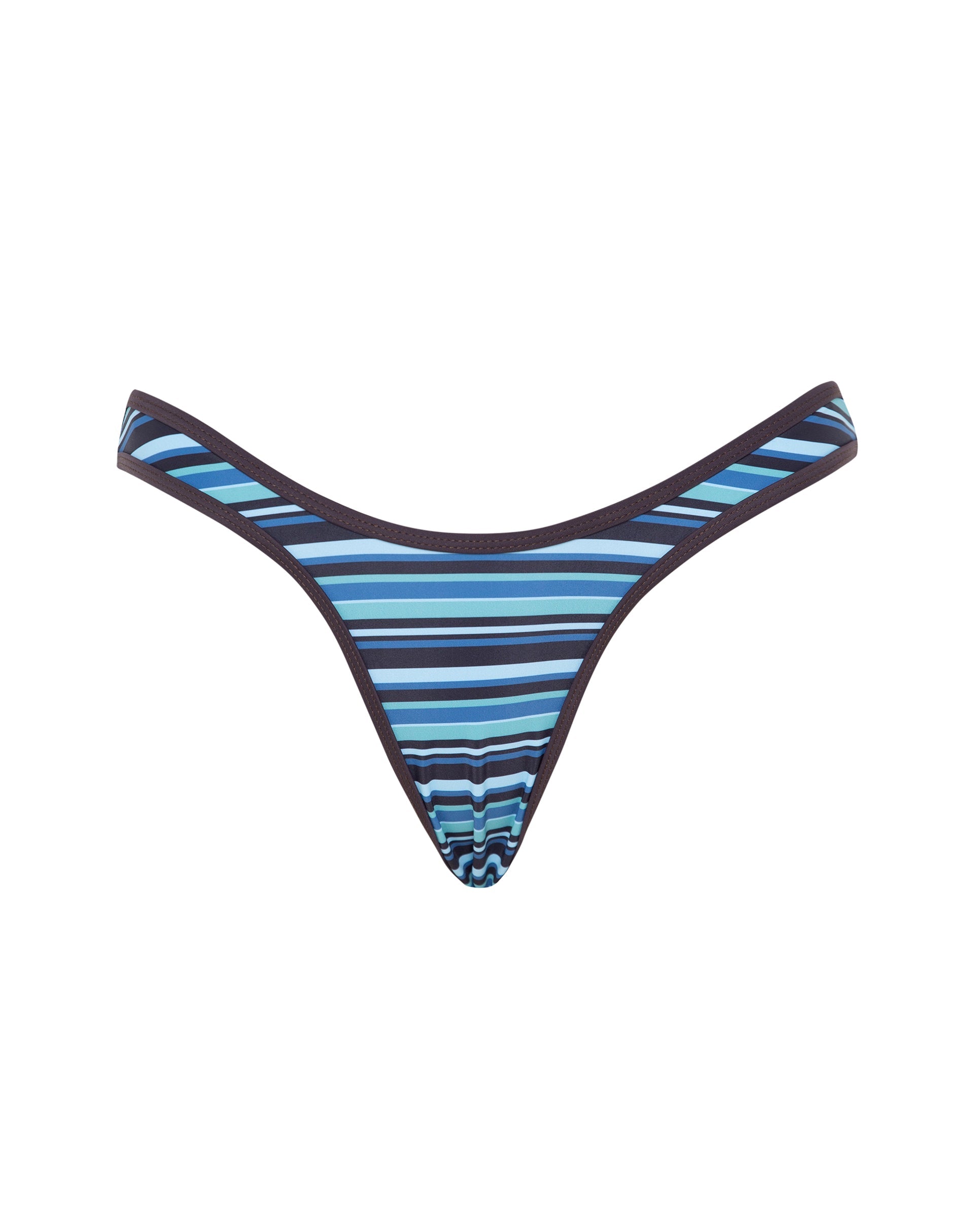 Afbeelding van Farida Bikinibroekje in Streep Blauw met Bruine Binding