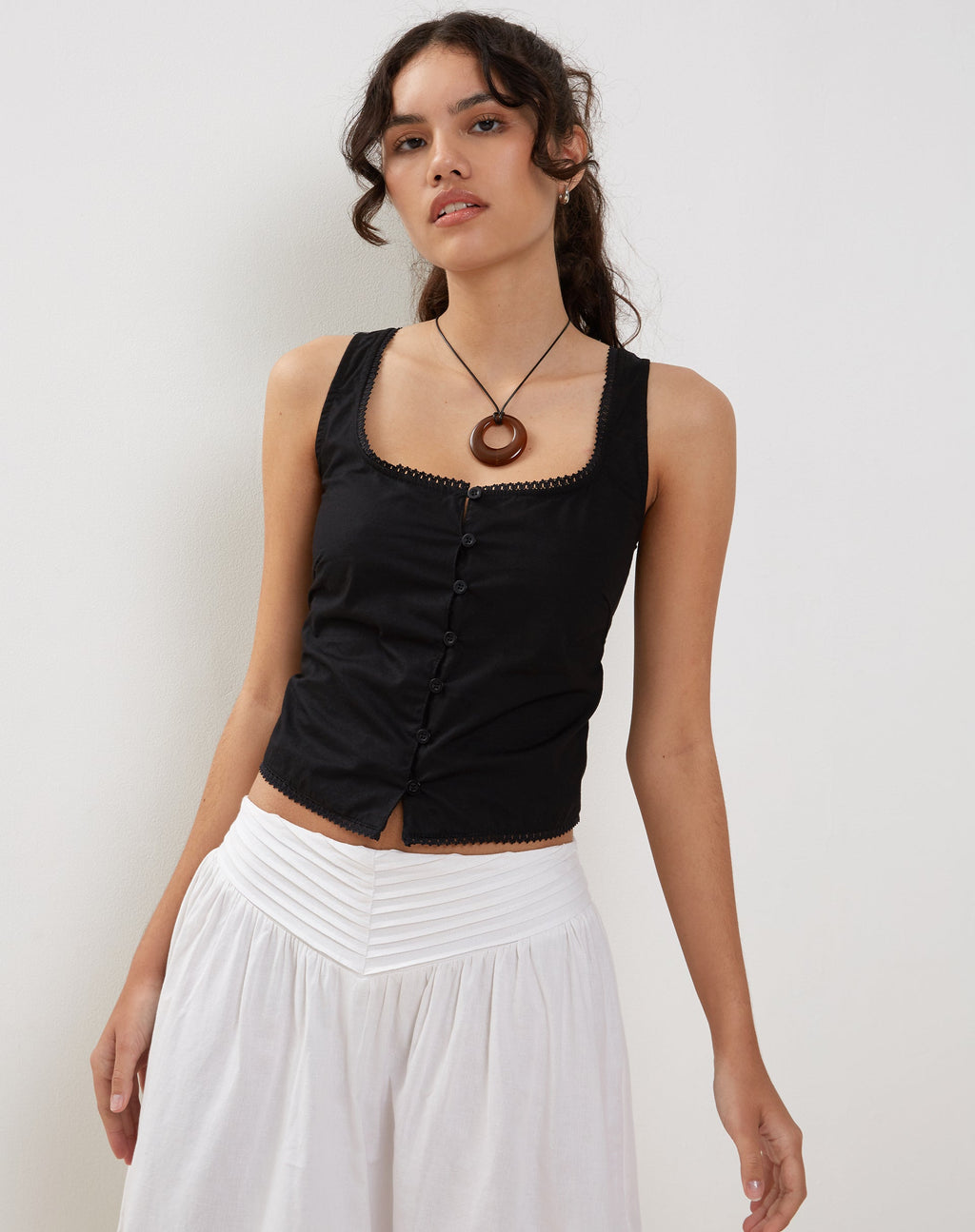 Fawn Top in Popeline Zwart