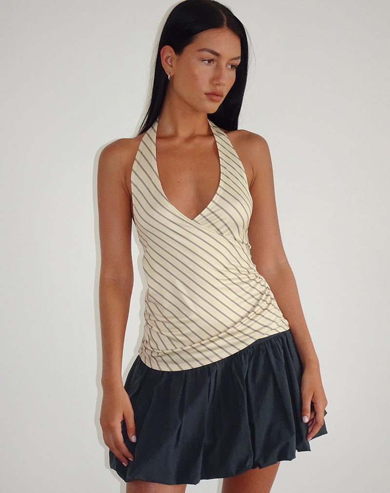 Fayez Slinky Top in Gele Diagonaal Streep