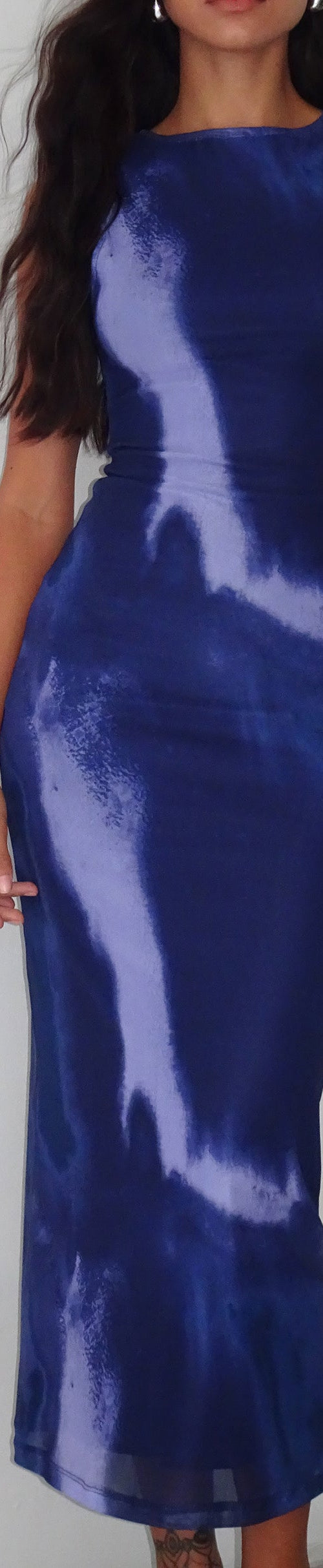 Afbeelding van Fayola Maxi Dress met print in aquarel marine