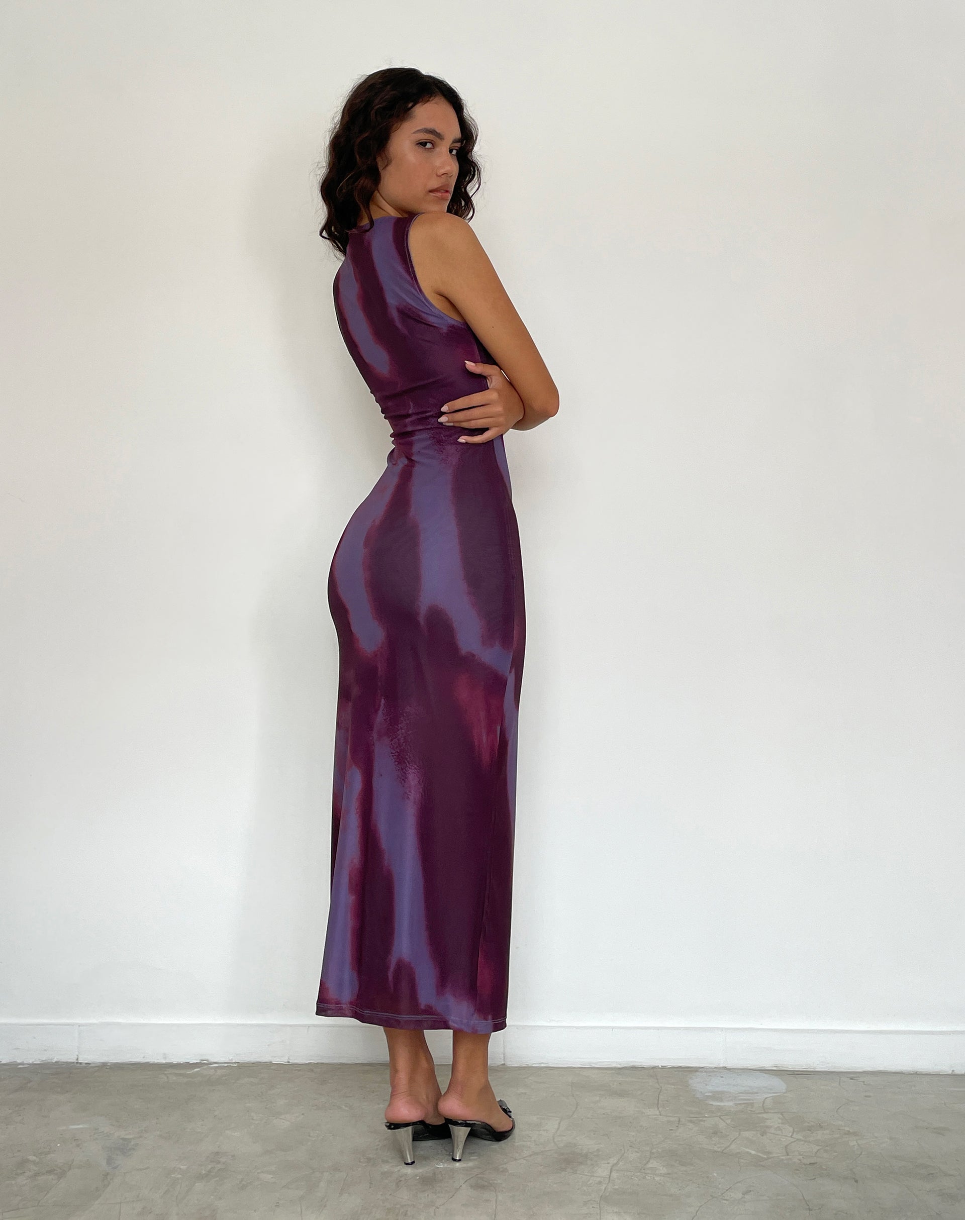Afbeelding van Fayola Maxi Dress met print in aquarelwijn