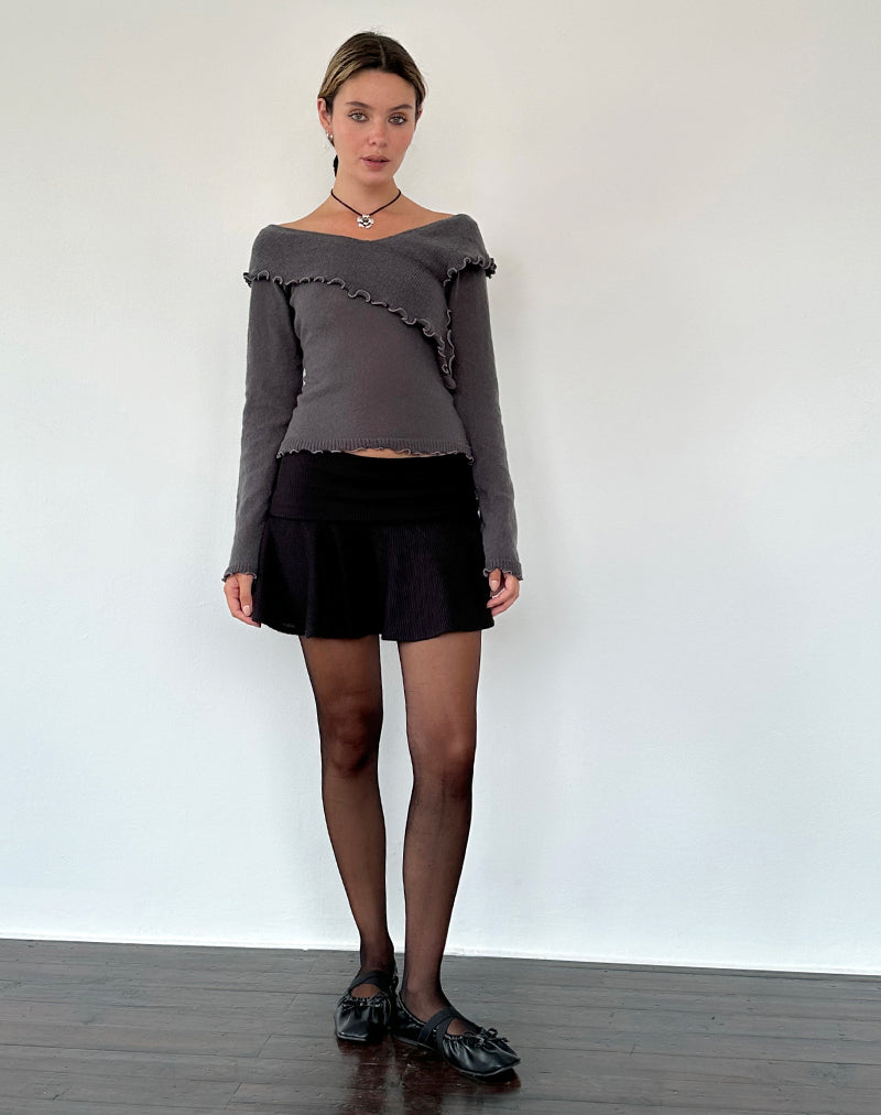 Afbeelding van Febby Sheer Knit Trui in Donker Houtskool