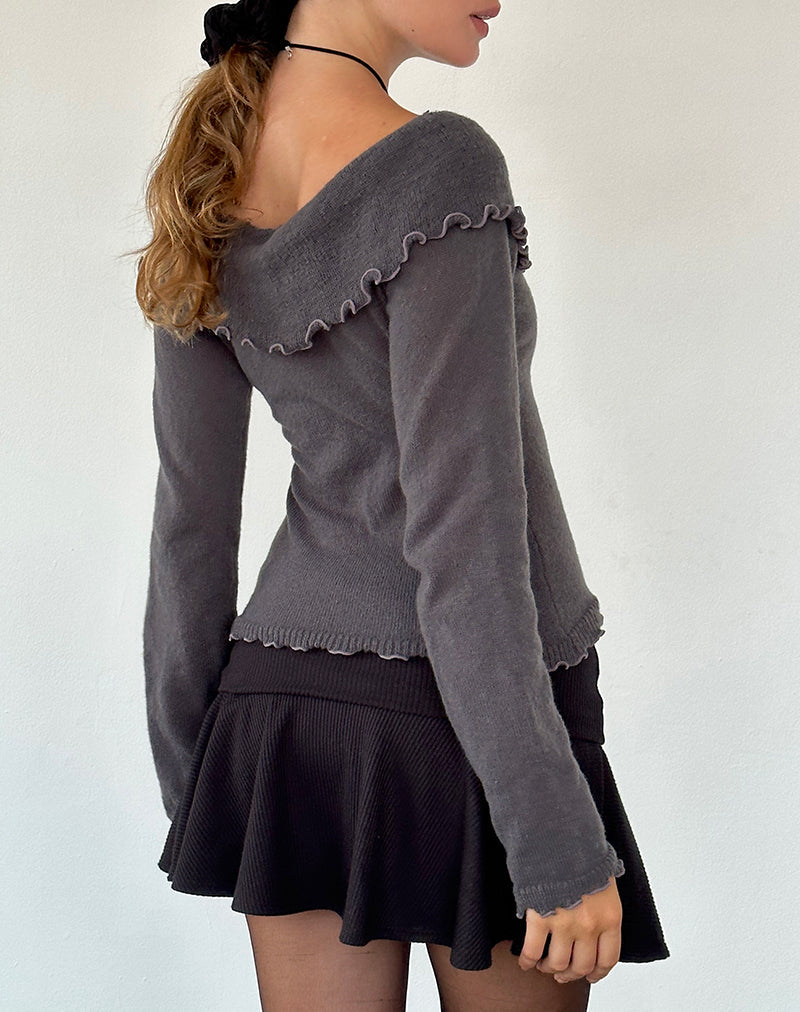 Afbeelding van Febby Sheer Knit Trui in Donker Houtskool