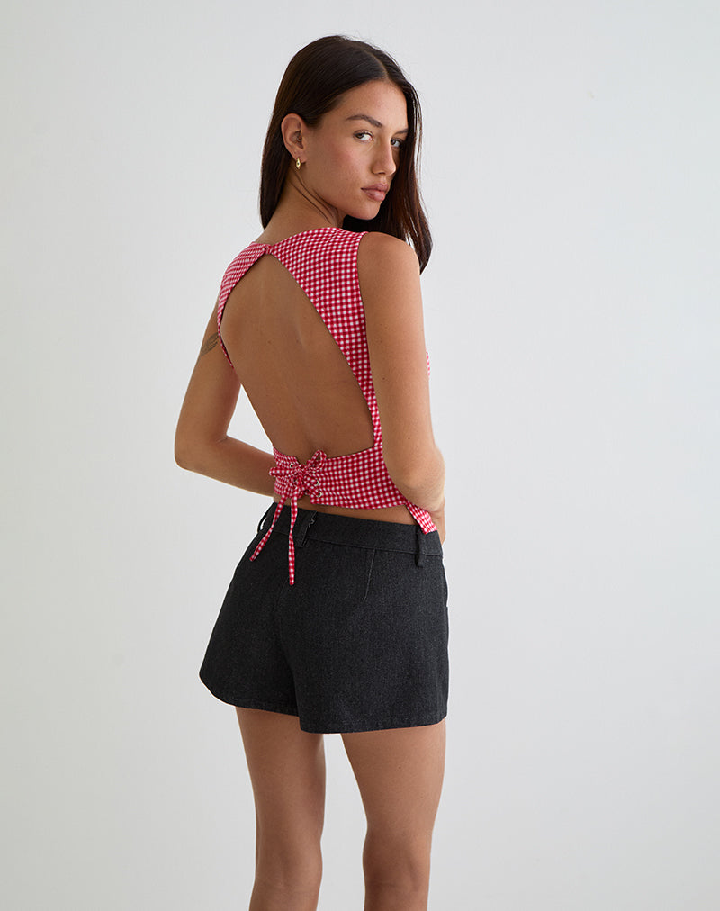 Felia Top met Stropdas in Rood Gingham