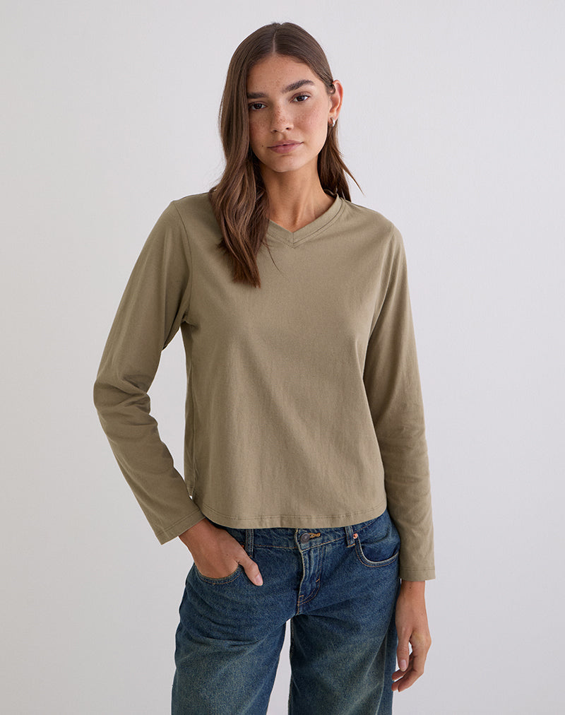 Afbeelding van Feman Top in Jersey Khaki
