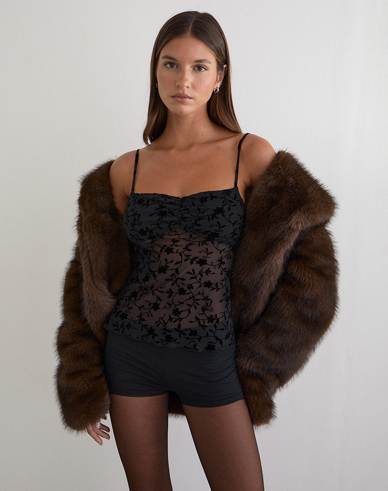 Afbeelding van Fierza Cami Top in Pretty Petal Flock Black