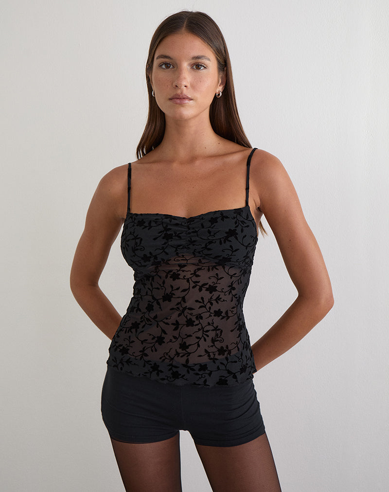 Afbeelding van Fierza Cami Top in Pretty Petal Flock Black