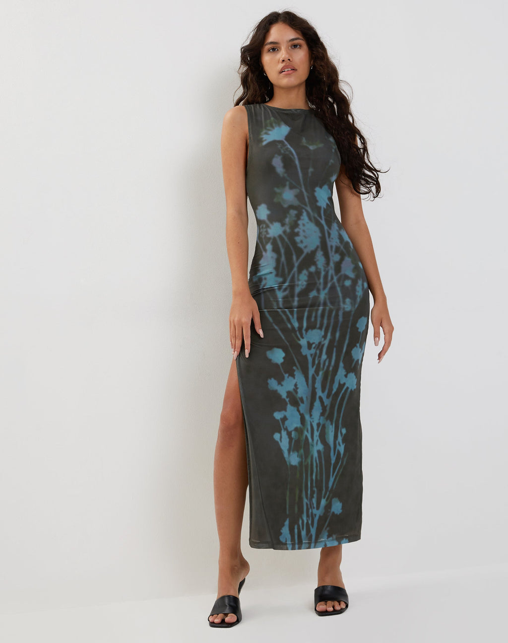 Flo Midi jurk in Lumen Mesh groen