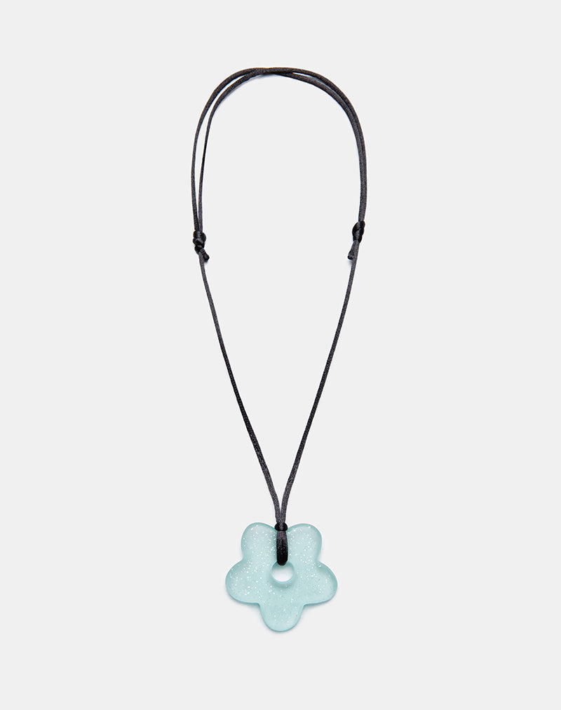 Bloemenketting in hars blauw