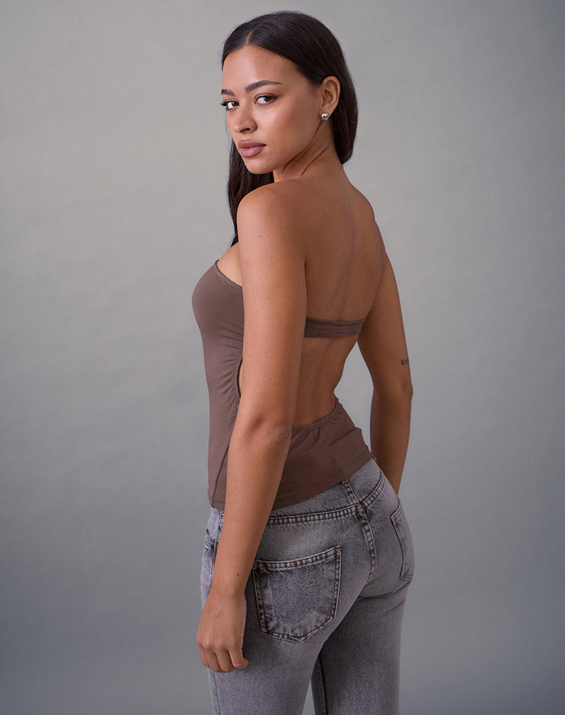 Foster bandeautop van rayonjersey, diep taupe