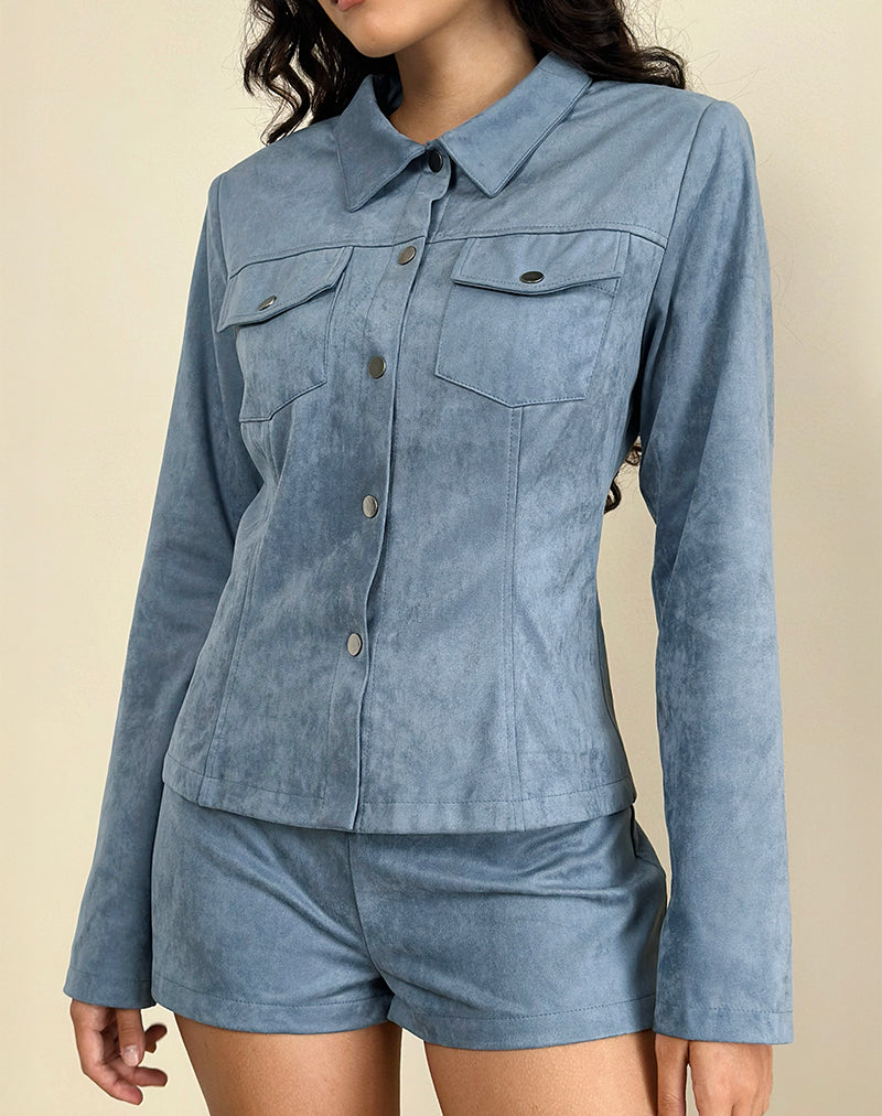 Fyodora Jas in Suède Stoffig Blauw