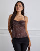 Afbeelding van Fierza Cami Top in Doodle Flower Flock Bruin