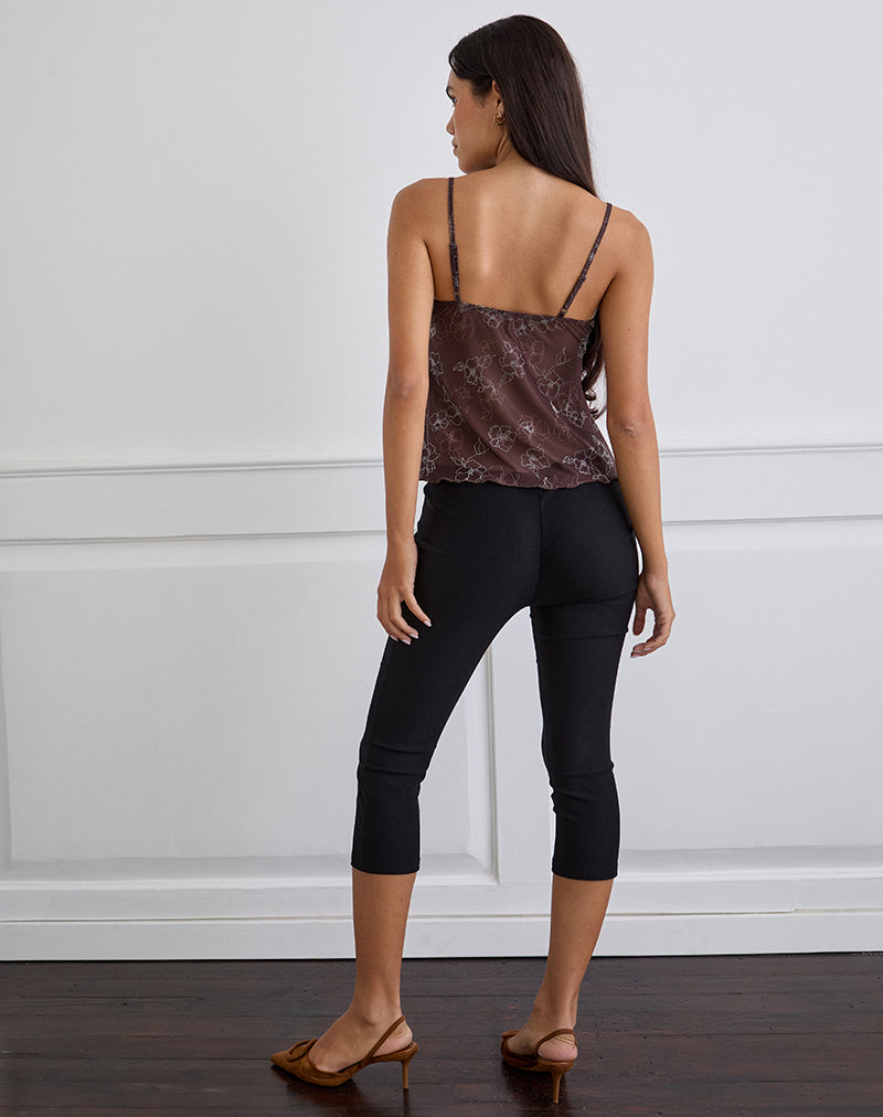 Afbeelding van Fierza Cami Top in Doodle Flower Flock Bruin