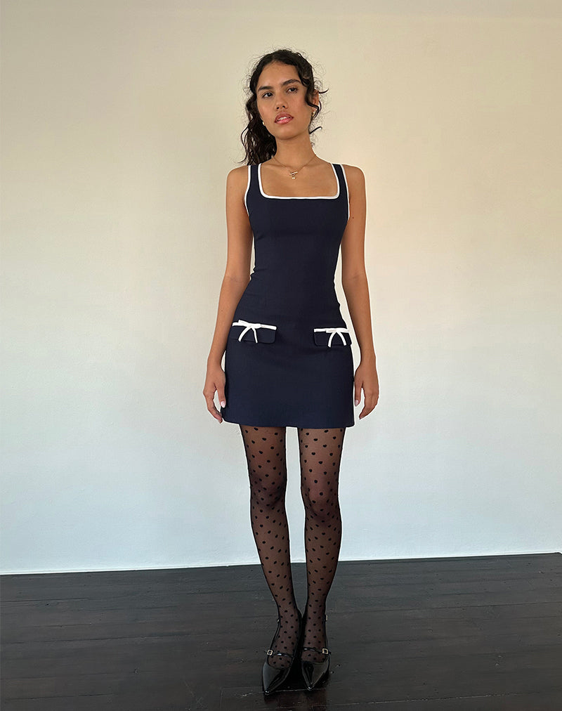 Gabija Getailleerde Mini Jurk in Navy