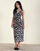 Afbeelding van Gabriela Midi Dress in Falling Rose Jet Black