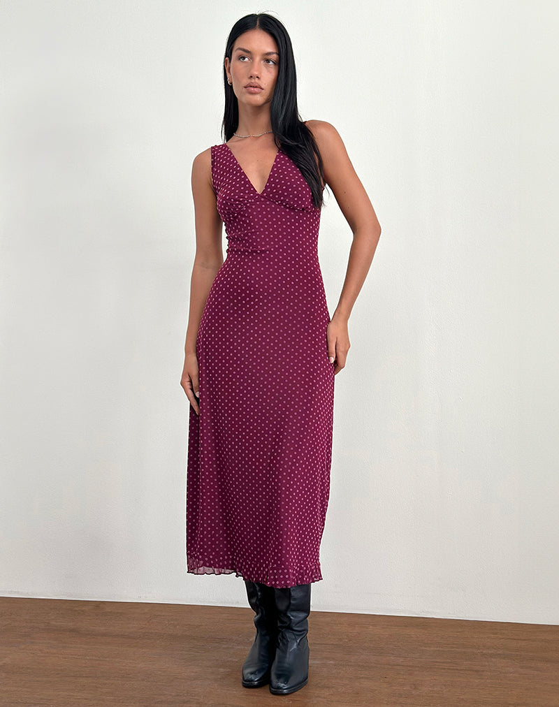 Afbeelding van Gabriella Jurk in Basic Polka Flock Berry