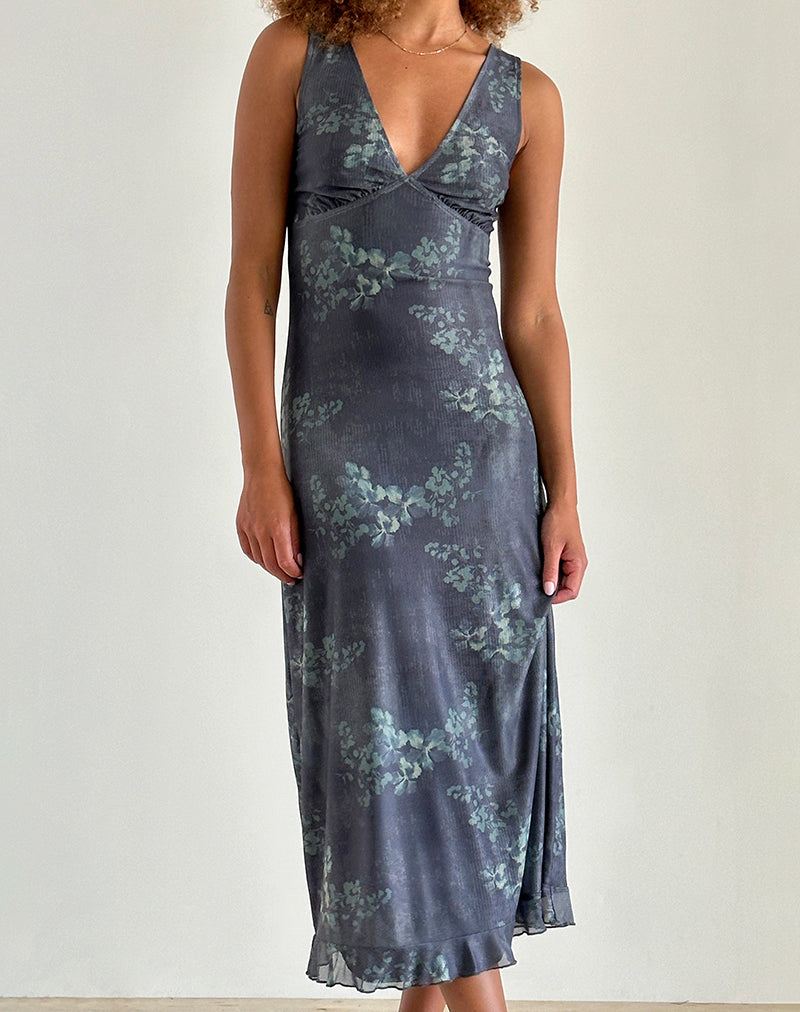 Afbeelding van Gabriela Midi Dress in Faded Botanical Green