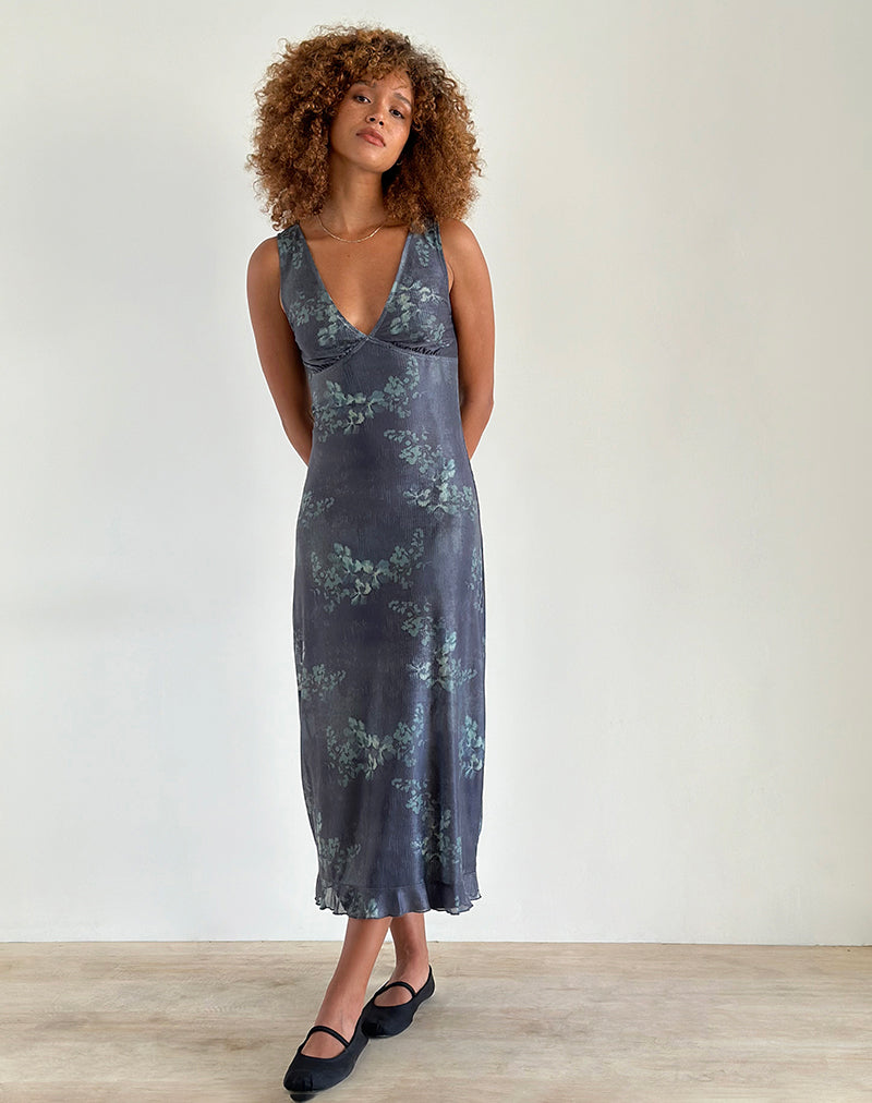 Afbeelding van Gabriela Midi Dress in Faded Botanical Green