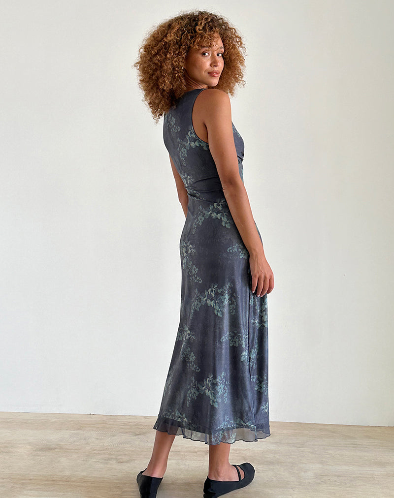 Afbeelding van Gabriela Midi Dress in Faded Botanical Green