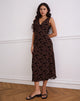 Afbeelding van Gabriela Midi Dress in Tuin Bloemen Bruin