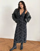 Afbeelding van Gabriela Jurk in Vine Flocked Floral Ocean Storm