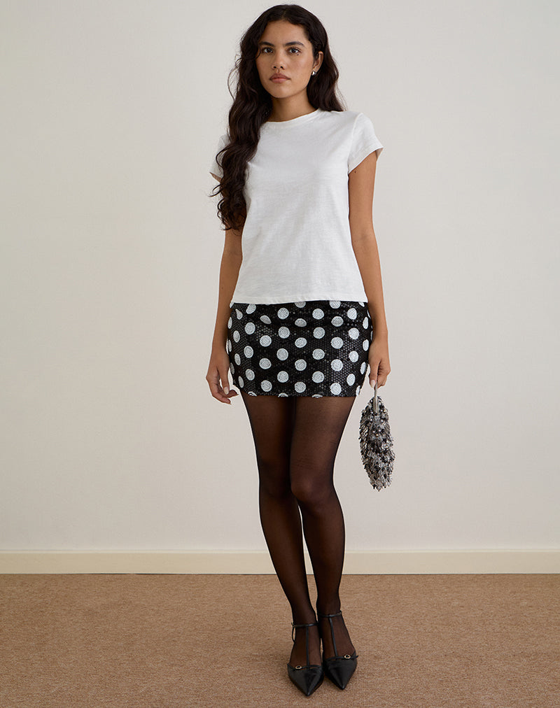 Afbeelding van Gaera rok in polka pailletten monochroom