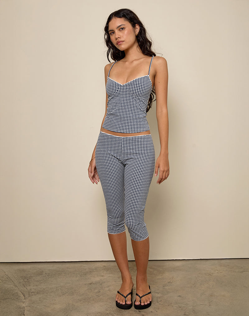 Tuka Capri Broek in Seersucker Gingham Navy