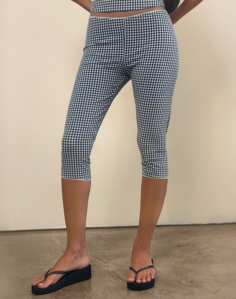 Tuka Capri Broek in Seersucker Gingham Navy