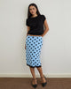 Afbeelding van Gamila Midi rok in blauw met polka ruimte zwart
