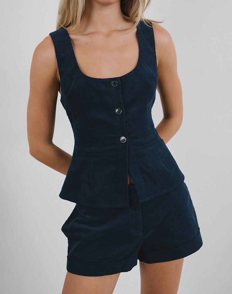 Afbeelding van Ganita Vest in Baby Cord Navy