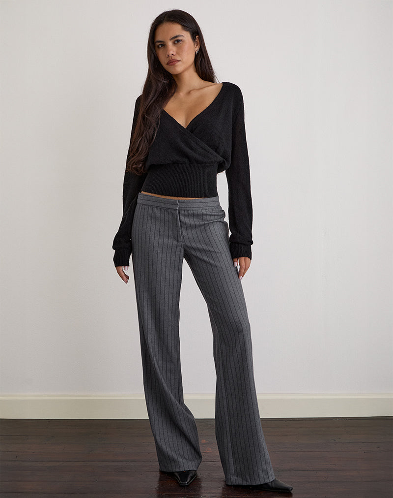 Ganta Slim broek in krijtstreep antraciet