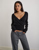 Afbeelding van Nilza Wrap Top in zwart breisel
